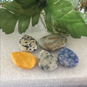 Mixed Teardrop Jasper Cabochons - 5pc Assorted Color Gemstones